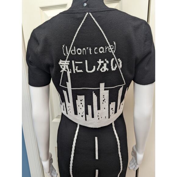 J Mujet X Designow Dress And Cardigan Crop Set I Don't Care Graphic City Print - Picture 8 of 15